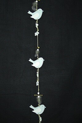 Girlande Vogel 100cm,Holz, mint