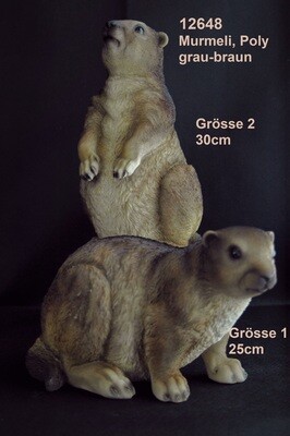 Murmeli liegend od. stehend 25/30cm, Poly, grau-braun