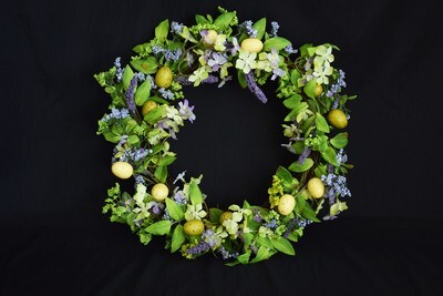 Kranz m. Blumen und Eiern 40cm, grün