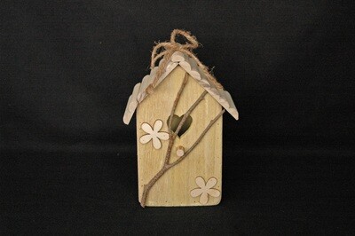 Vogelhäuschen 20.5cm, Holz, gelb