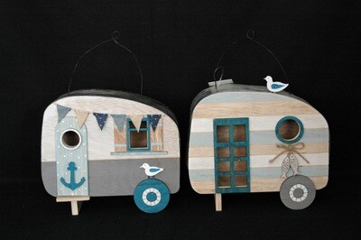 Wohnwagen 20x22cm assortiert x2, holz, blau Wohnwagen 20x22cm assortiert x2, holz, blau