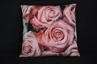 Kissen "Rosen" 45x45cm, Stoff, rosa-weiss (inkl. Kissen)