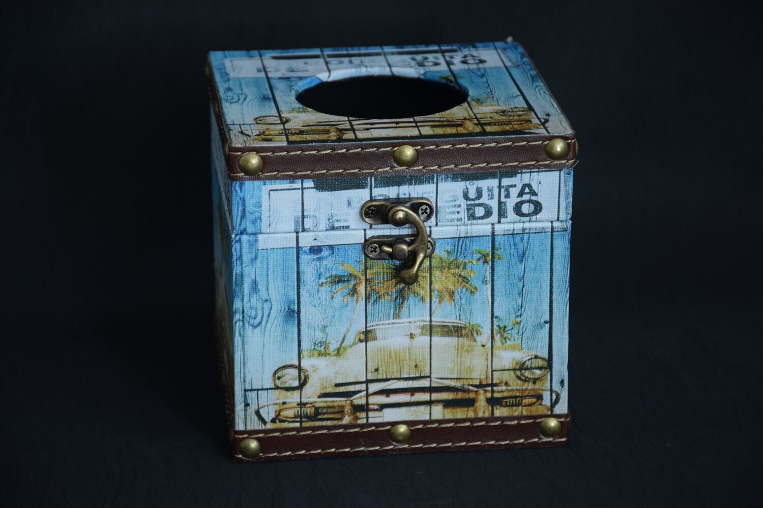 Tücherbox "Strand" 13x13x13cm, blau