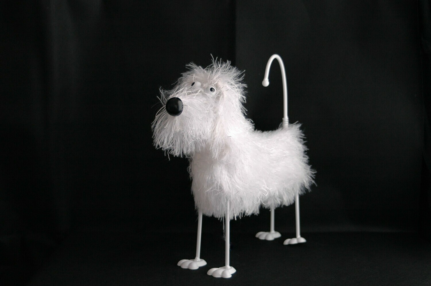 Hund 37/50cm, Metall, weiss