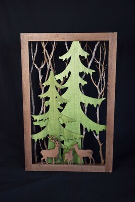 Fensterdeko 47cm, holz, braun