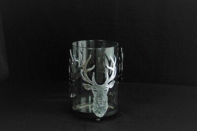 Windlicht Hirsch 13cm, Silber