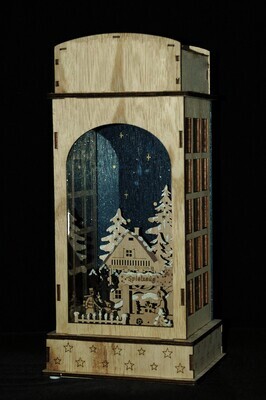 Holzdeko m. LED 32.5cm,Holz, natur