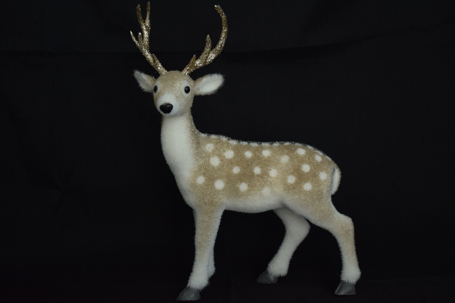 Hirsch stehend 27cm, Styro, gold-weiss