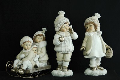 Winterkinder 27.5cm od. 33cm m/w,polyresin, weiss