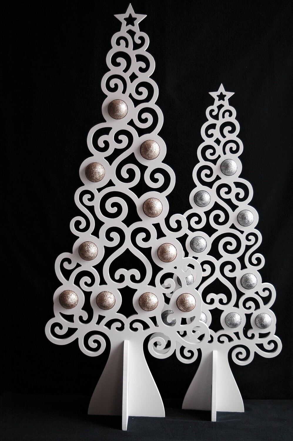 Tannenbaum 70/85cm, weiss-silber (Set à 2Stk.)