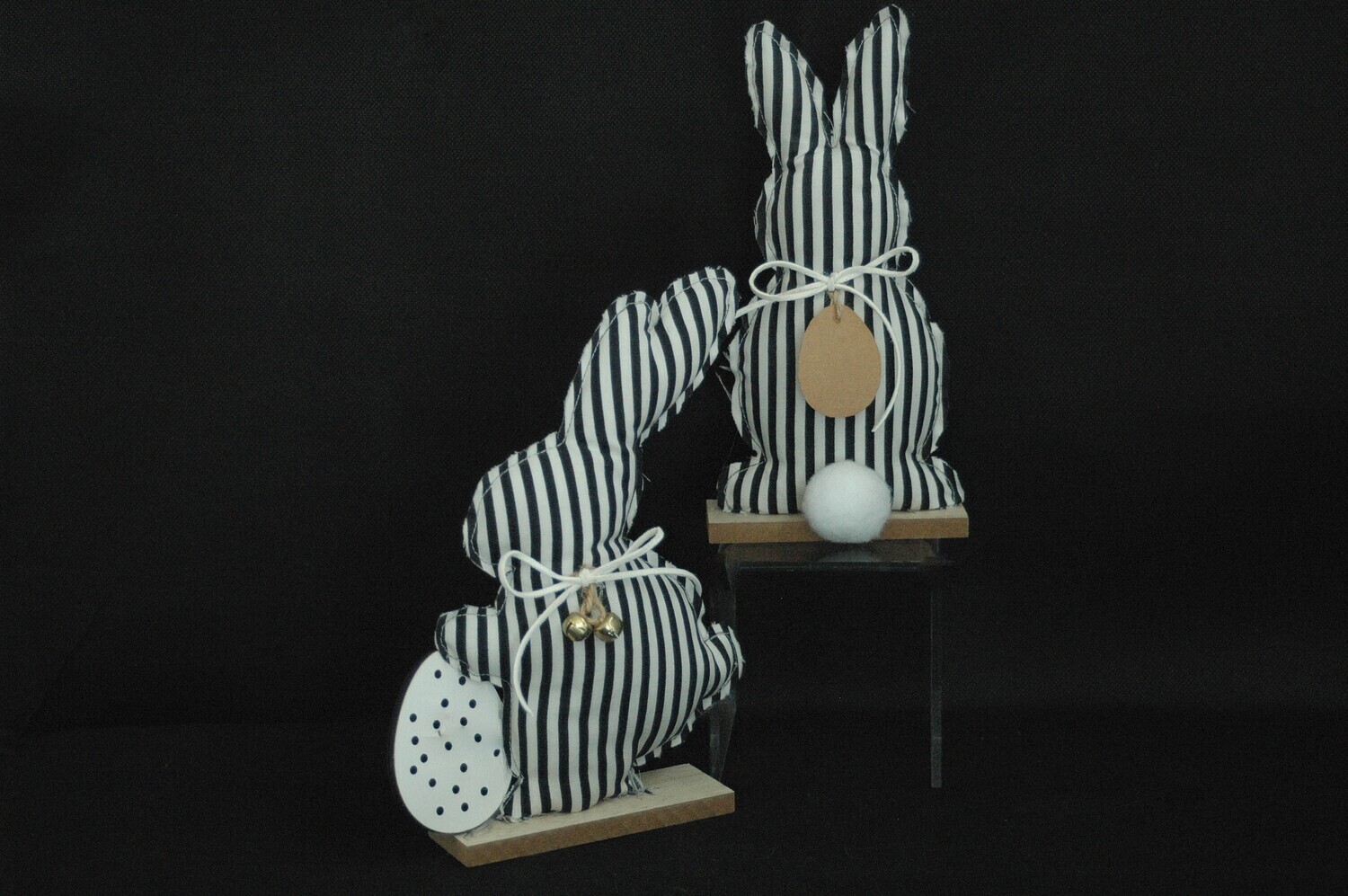 Stoffhase 22cm od. 35cm, schwarz-weiss