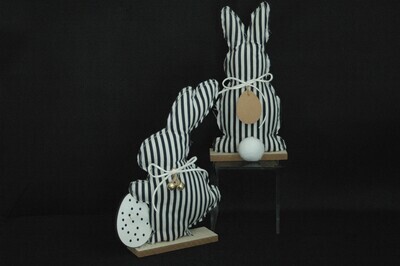 Stoffhase 22cm od. 35cm, schwarz-weiss