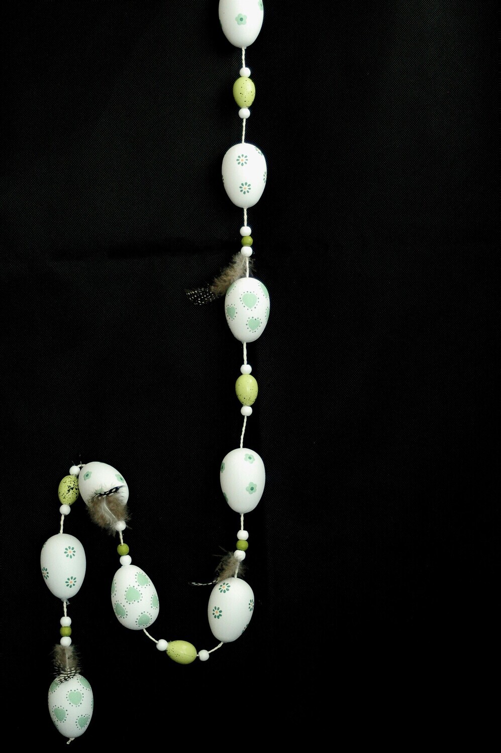Girlande Eier 130cm,PVC,weiss-l'grün