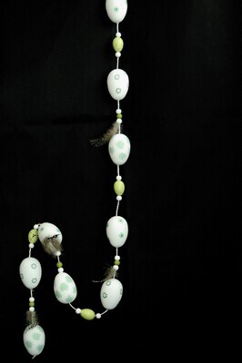 Girlande Eier 130cm,PVC,weiss-l'grün
