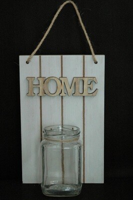 Wanddeko m.Glas 22cm,Holz,weiss