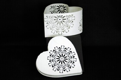 Herzbox 13cm,Metall,weiss