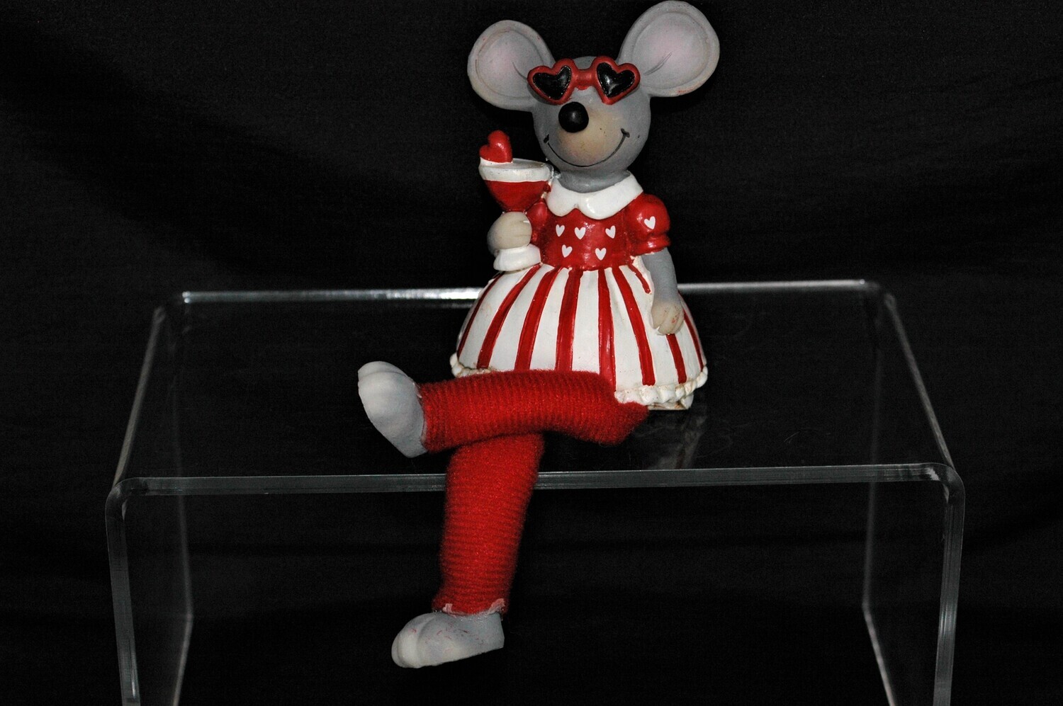 Maus Kantenhocker od. stehend 16cm,Poly,rot