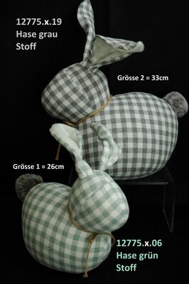 Hase 26cm,Stoff,grün od. Hase 33cm, grau Hase 26cm,Stoff,grün od. Hase 33cm, grau