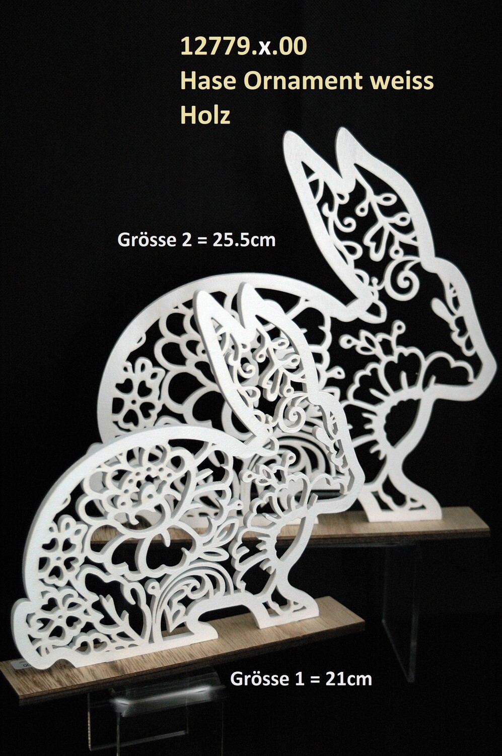 Hase Ornament 21cm od. 25.5cm,Holz,weiss