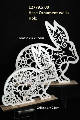 Hase Ornament 21cm od. 25.5cm,Holz,weiss