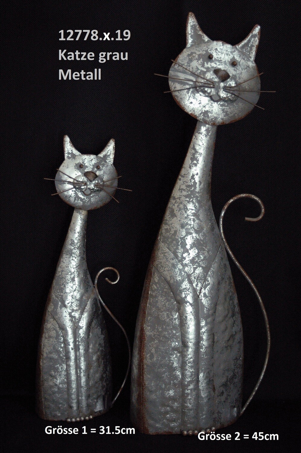 Katze 31.5cm od. 45cm,Metall,grau
