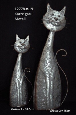 Katze 31.5cm od. 45cm,Metall,grau