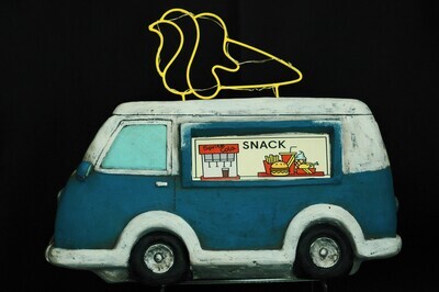 Autobus "Snack" 41cm mit Solar LED, Magnesia, blau