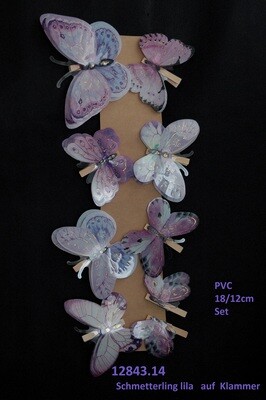 Schmetterlings-Set auf Klammer 12cm-18cm, lila-violett