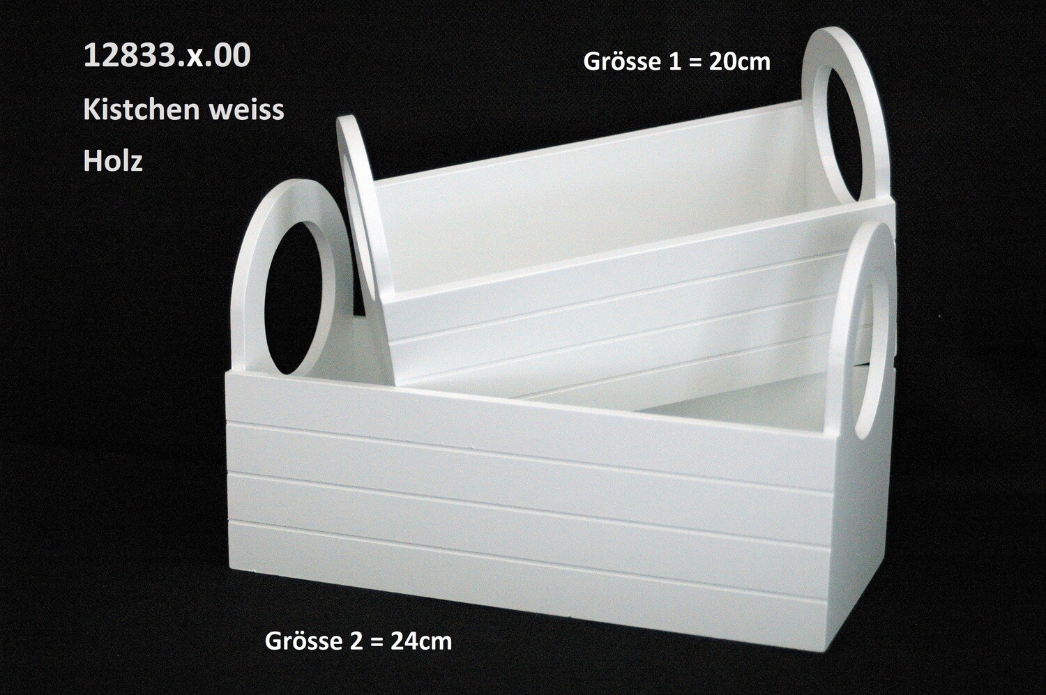 Kistchen 20 oder 24cm, Holz, weiss