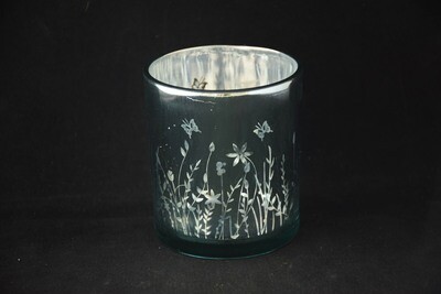 Windlicht Schmetterlinge, D=7.5cm, hellblau