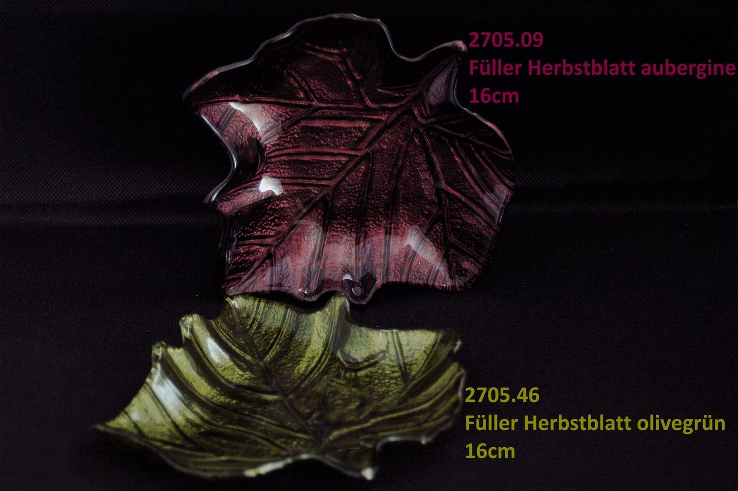 Ahornblatt z. Füllen 16cm, Glas, olivegrün oder aubergine