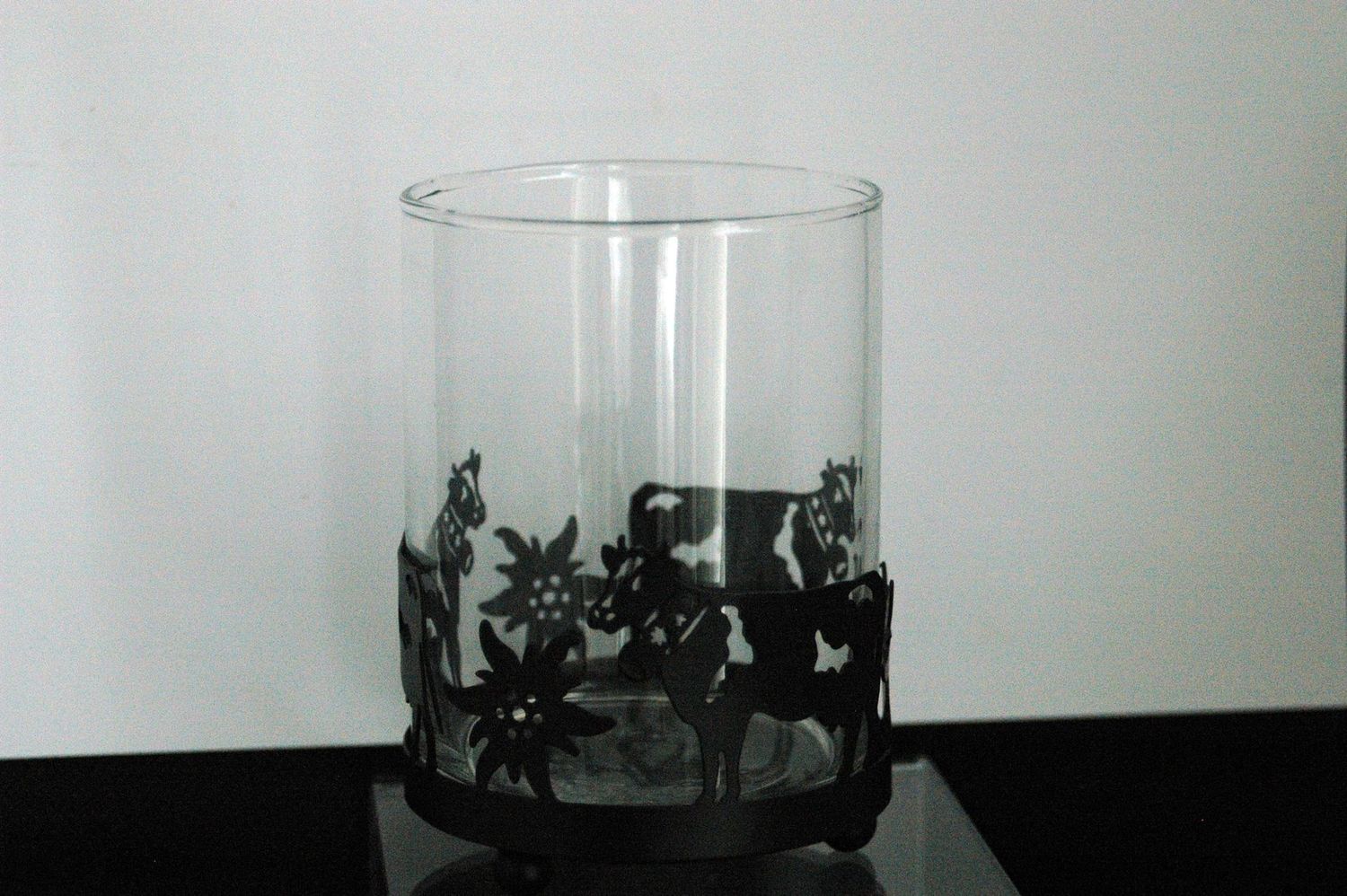 Windlicht Alpabzug 11cm, Glas, schwarz