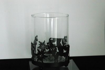 Windlicht Alpabzug 11cm, Glas, schwarz