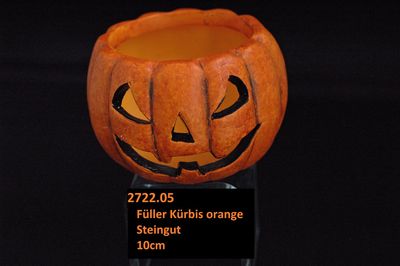 Füller Kürbis "Halloween" 10cm, Steingut, orange