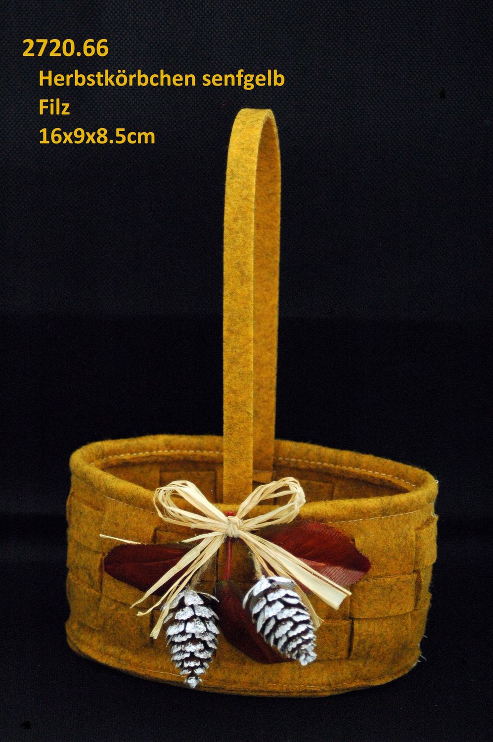 Herbstkörbchen 16x9x8.5cm, Filz, senfgelb