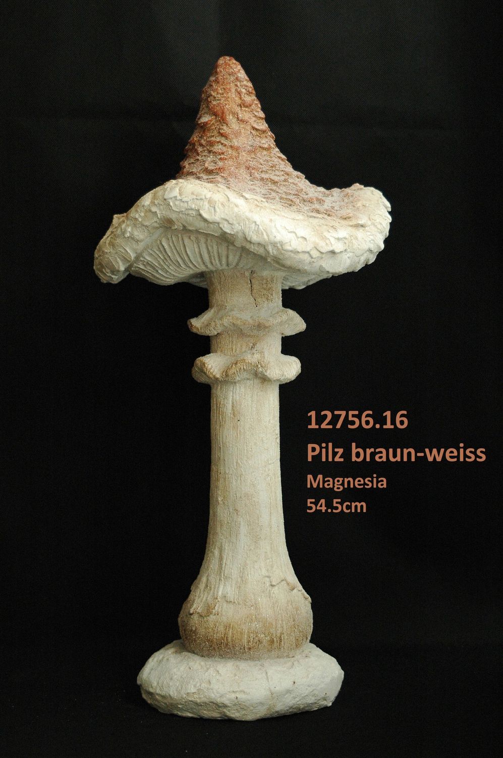 Pilz 54.5cm, Magnesia, braun-weiss