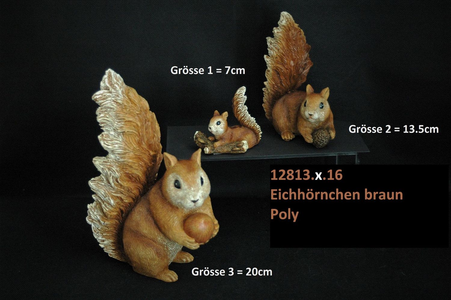 Eichhörnchen 7/13 od 20cm, Polyresin, braun