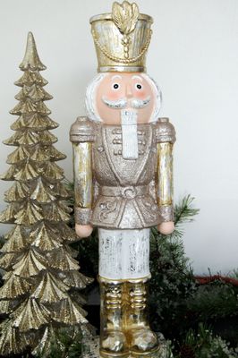Nussknacker 54cm mit LED, Magnesia, gold