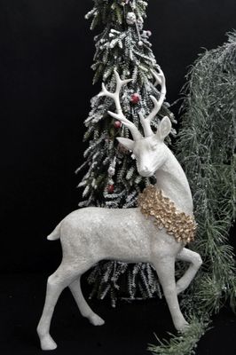 Hirsch 35cm, Polyresin, weiss