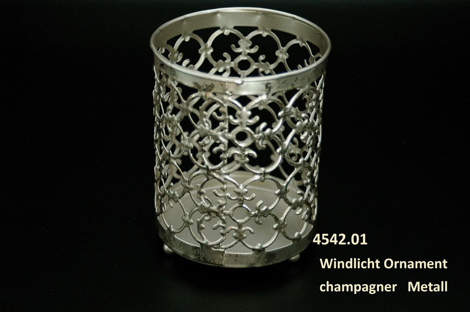 Windlicht Ornament, Metall, champagner