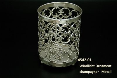 Windlicht Ornament, Metall, champagner