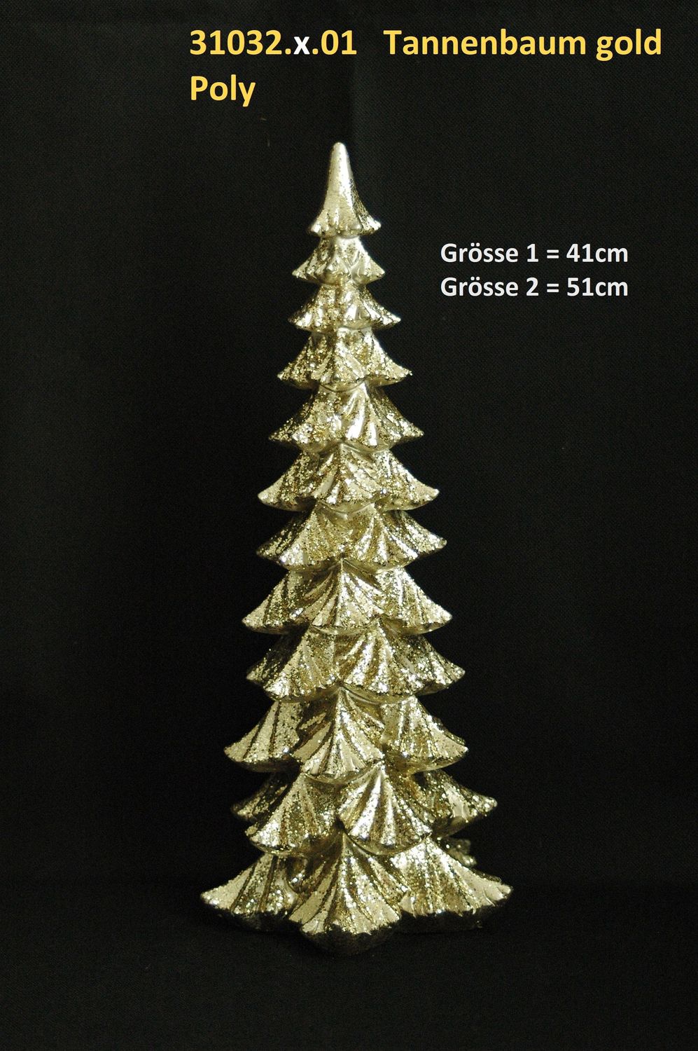 Tannenbaum 41cm od. 51cm, polyresin, gold