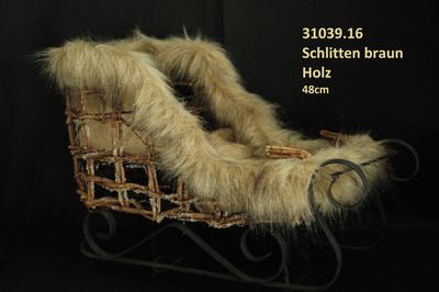 Schlitten 48cm, Holz, braun