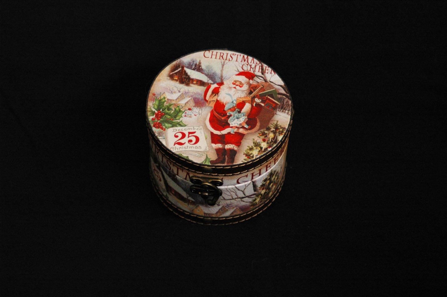 Box Nikolaus rund 12x9cm, rot