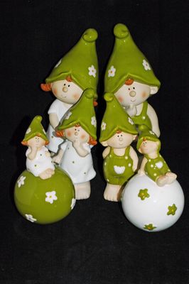 Sommerkind,Keramik,15cm,ass.x2,grün-weiss