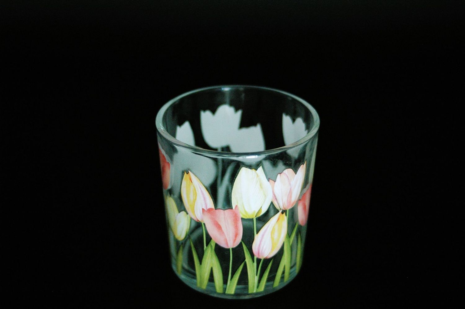 Windlicht Tulpen 8cm, Glas, bunt