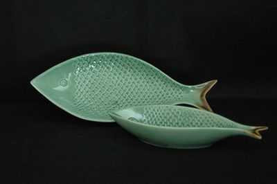 Fischschale 21cm od. 27cm, Porzellan, hellgrün