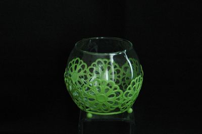 Windlicht Ornament 11cm,Metall, l'grün