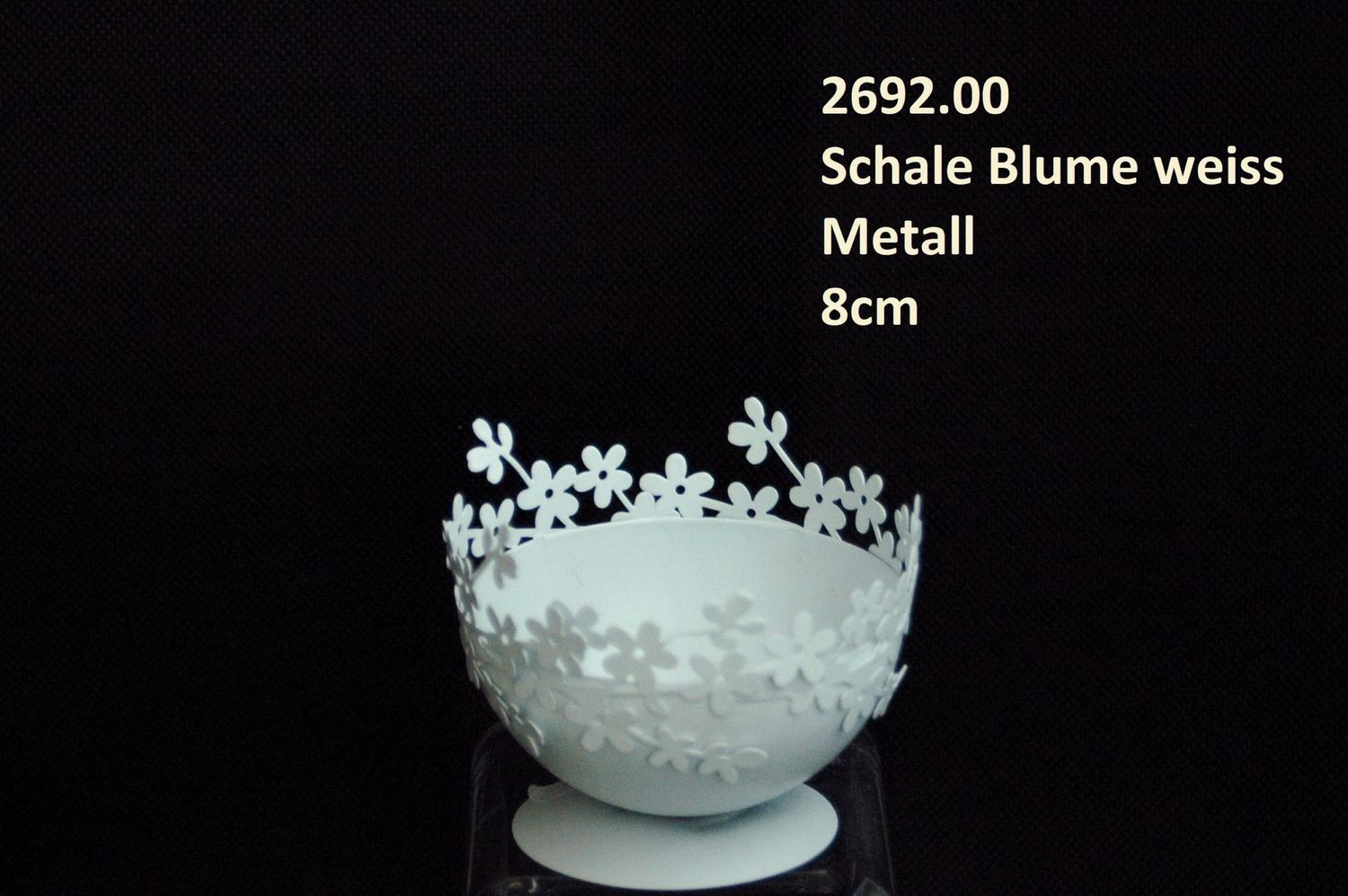 Schale Blume 8cm,Metall, weiss