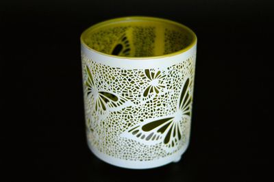 Windlicht Schmetterling 10cm, Metall, weiss